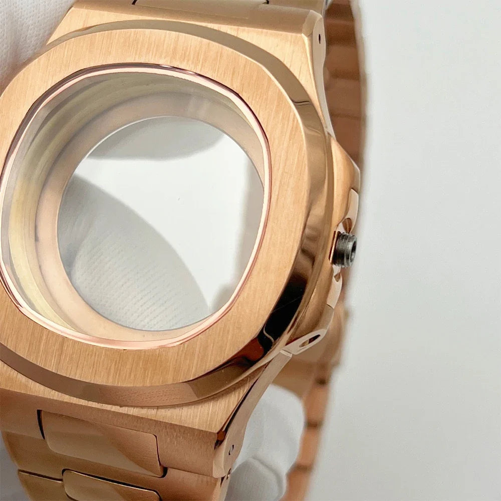 Nautilus Watch Case 41mm seiko NH35 NH70 NH72 PP  Sapphire crystal 904L stainless steel case Glass Back