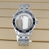 41mm Seamaster Watch Case D03 2 Crown 316L Stainless Steel Sapphire NH34 NH35 NH36/38 Automatic 10Bar Glass back