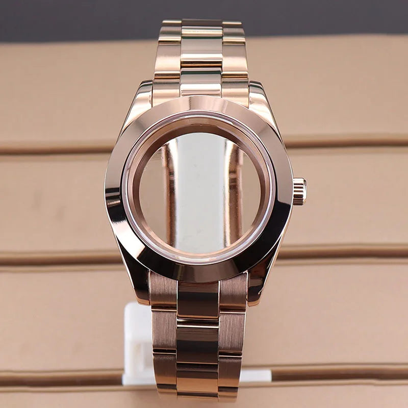 PVD Yellow Gold / Rose Gold AIrKing Explorer Watch Case GB03 36mm/39mm Sapphire For Nh35 Nh36 NH34 NH38 Nh70 Miyota 8215 8285 Movement