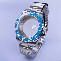 GMT Watch Case D02 40mm Sapphire 120 Click Fit NH34/NH35/NH36 38Movements Glide Bracelet
