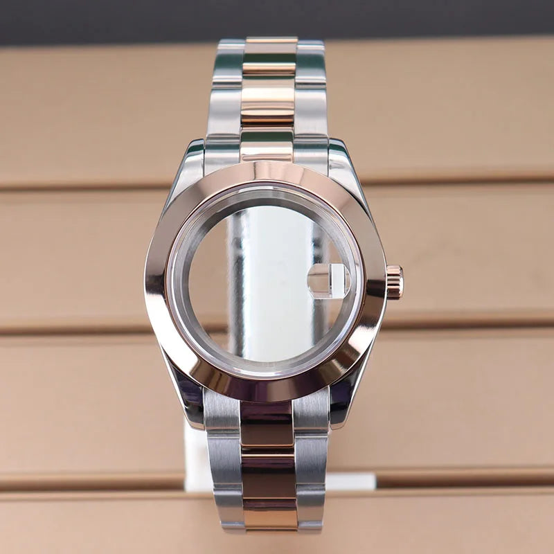 Two Toned Gold/ Rose Gold AIrKing Explorer Watch Case TB03 36mm/39mm High Quality Sapphire Glass For Nh35 Nh36 NH34 NH38 Nh70 Miyota 8215 8285 Movement