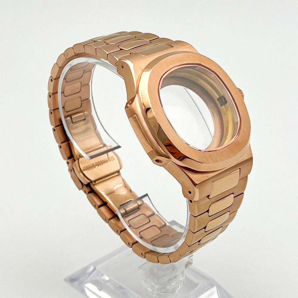 Nautilus Watch Case 41mm seiko NH35 NH70 NH72 PP  Sapphire crystal 904L stainless steel case Glass Back