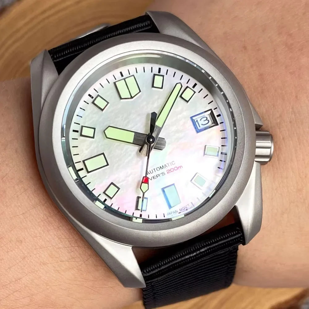 Raw Skx Watches P06A 40mm Frosted Field Watches NH35A Automatic Sapphire 20ATM