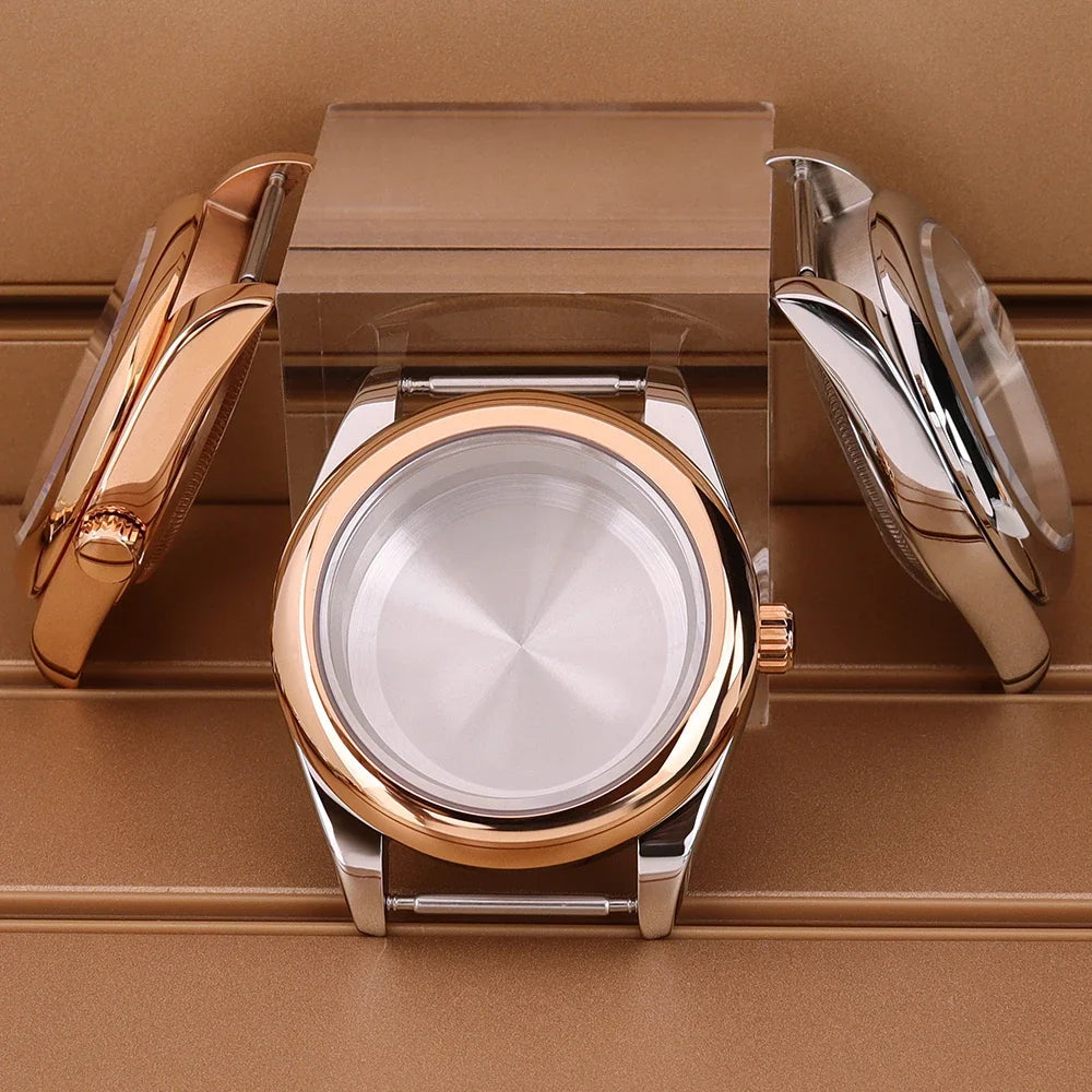 Oyster Perpetual Watch Case B04 36mm/39mm Sapphire f For NH35 NH36 NH38 4R36 Miyota 8215 8285Movement Gold Rose Two Tone Silver