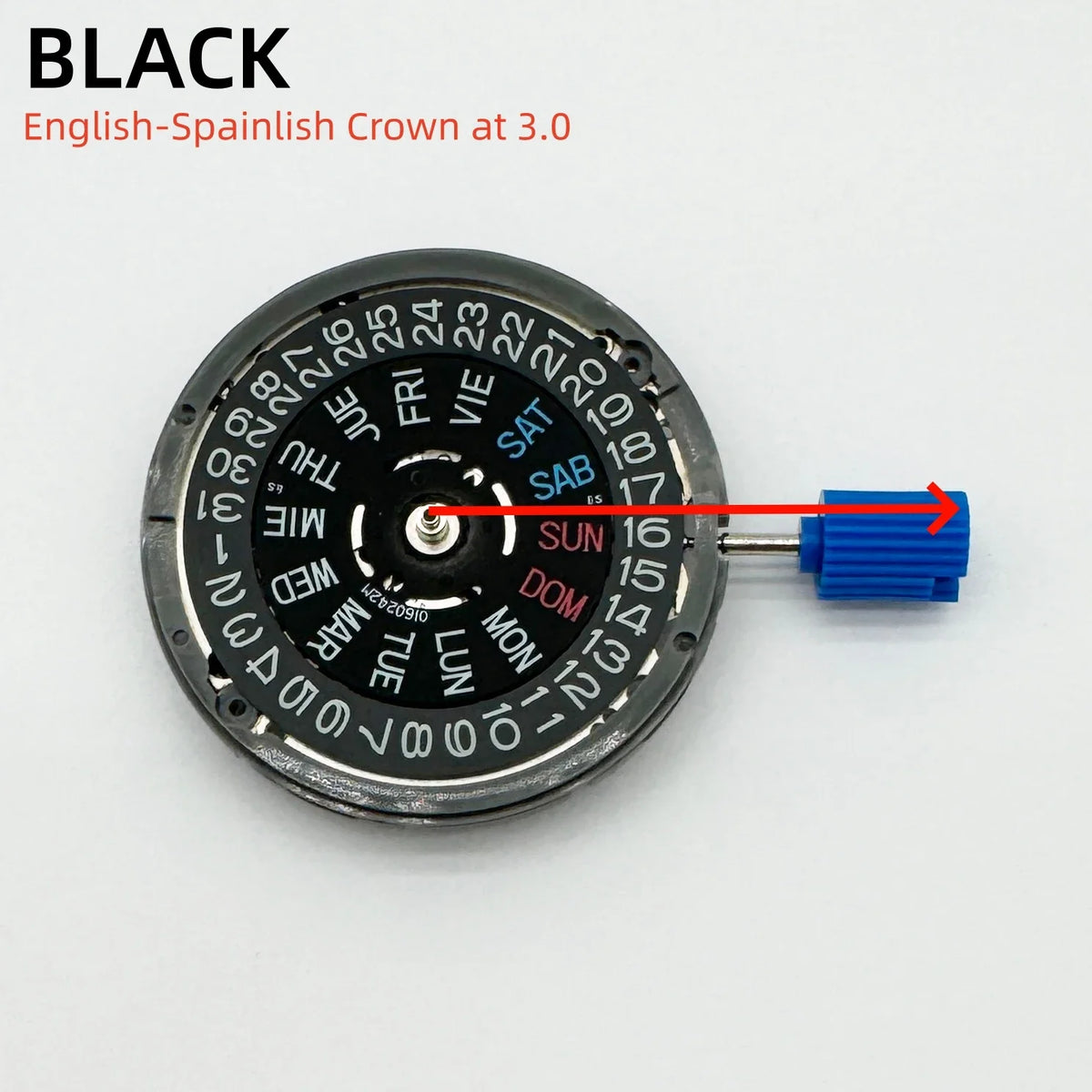 Japan Genuine NH36 Automatic Movement English-Spanish Datewheel Crown At 3.0/3.8 O'clock Mod  Day-Date