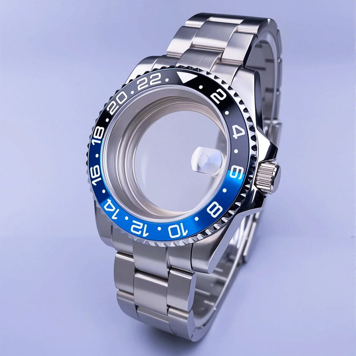 GMT Watch Case D02 40mm Sapphire 120 Click Fit NH34/NH35/NH36 38Movements Glide Bracelet