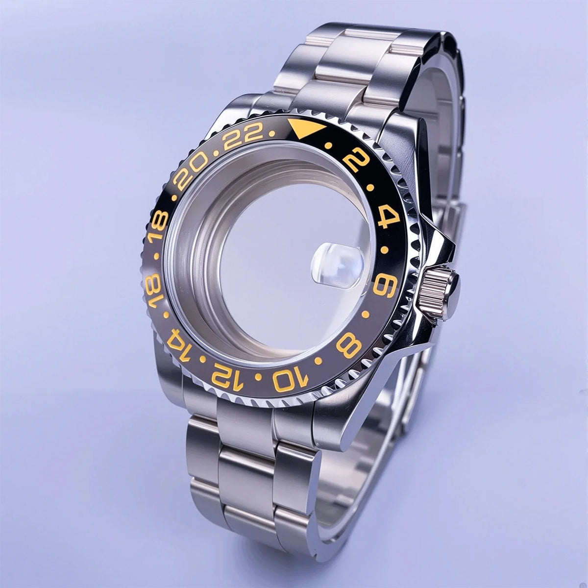 GMT Watch Case D02 40mm Sapphire 120 Click Fit NH34/NH35/NH36 38Movements Glide Bracelet