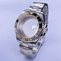 GMT Watch Case D02 40mm Sapphire 120 Click Fit NH34/NH35/NH36 38Movements Glide Bracelet