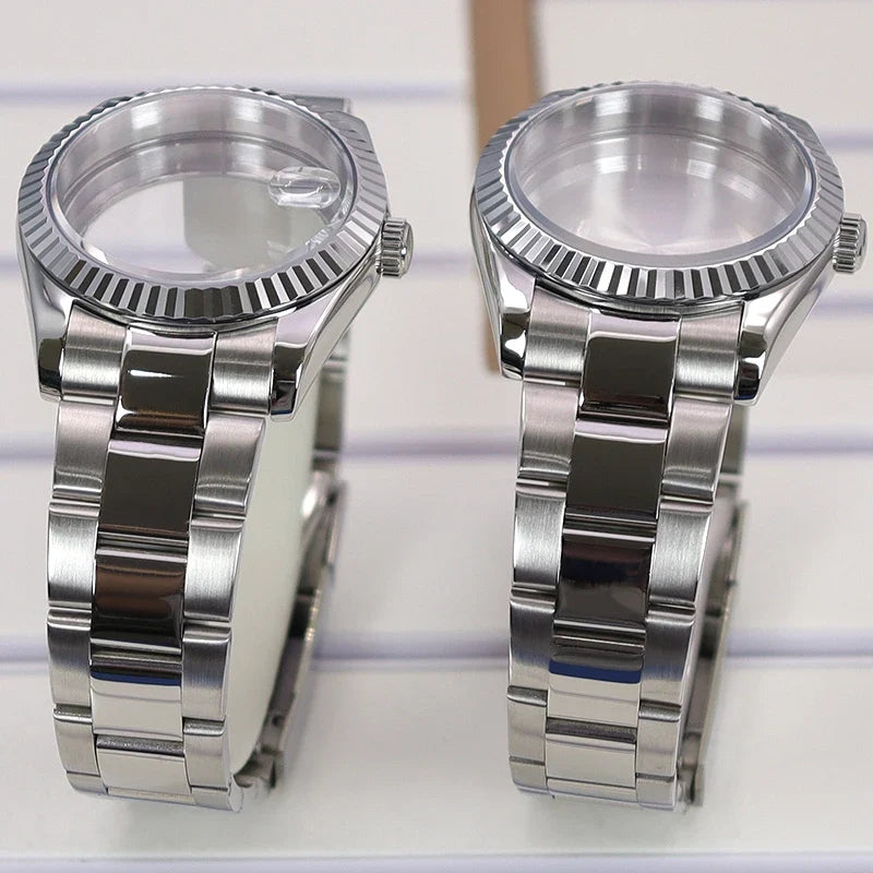 DateJust Watch Case B01 36mm/39mm Fluted Bezel Solid 316L Steel Strap For Seiko NH34 NH35 NH36/38 Miyota 8215 8285Movement