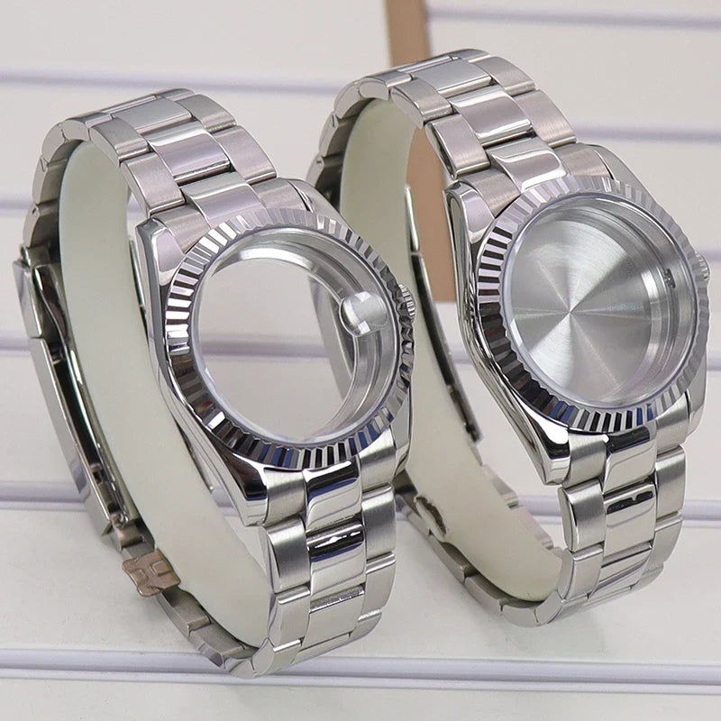 DateJust Watch Case B01 36mm/39mm Fluted Bezel Solid 316L Steel Strap For Seiko NH34 NH35 NH36/38 Miyota 8215 8285Movement