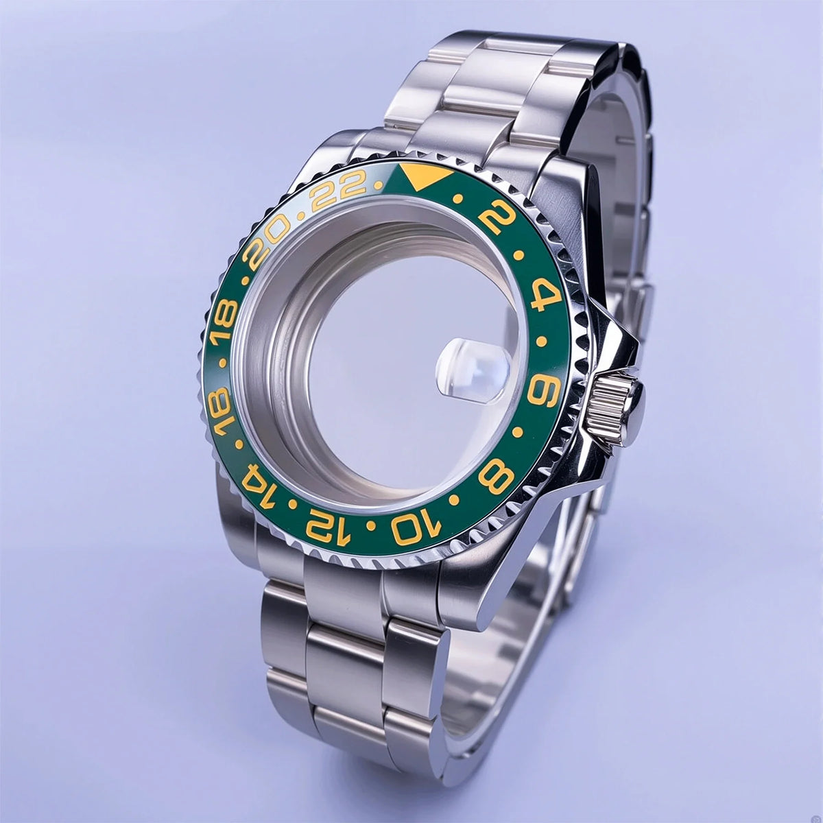 GMT Watch Case D02 40mm Sapphire 120 Click Fit NH34/NH35/NH36 38Movements Glide Bracelet