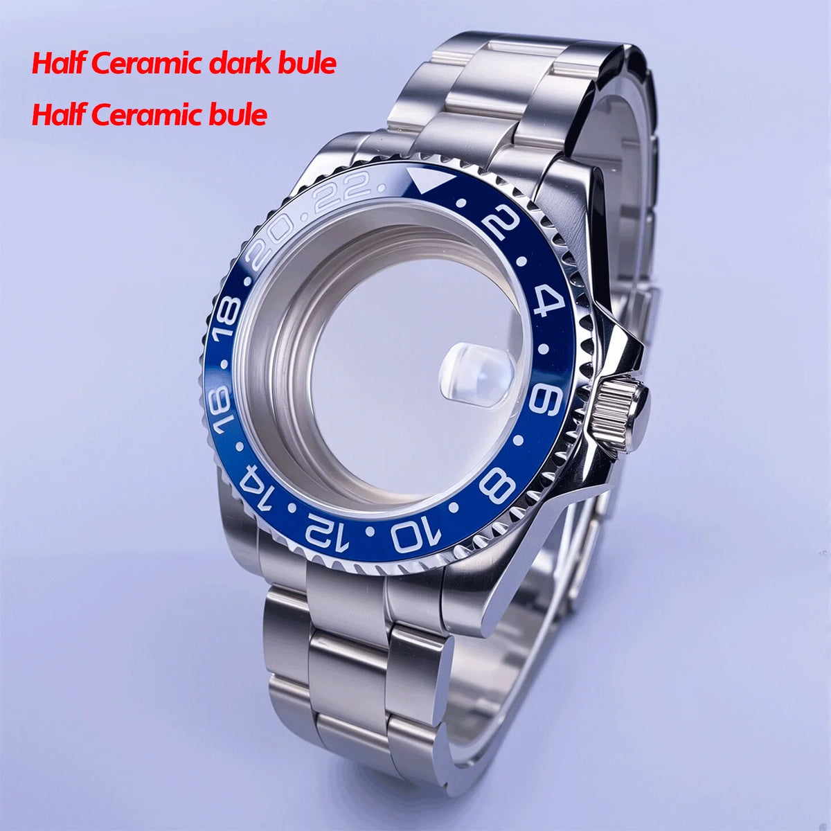 GMT Watch Case D02 40mm Sapphire 120 Click Fit NH34/NH35/NH36 38Movements Glide Bracelet